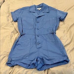 Pistola Blue Button-Up Romper